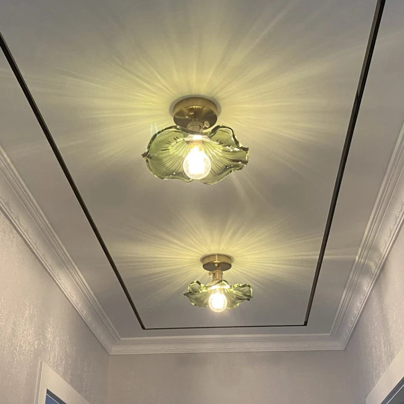 Flower Glass Pendant Lamp - Copper Ceiling Chandelier
