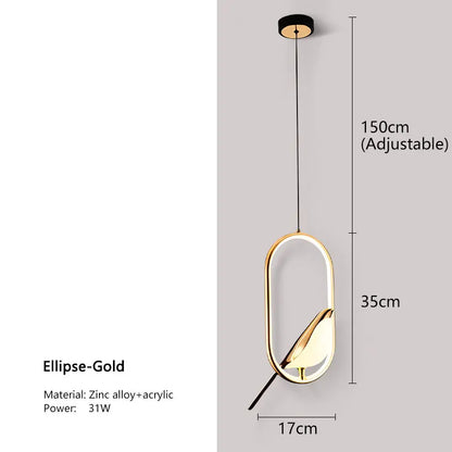 Magpie Bird LED Pendant Lamp - Modern Nordic Design