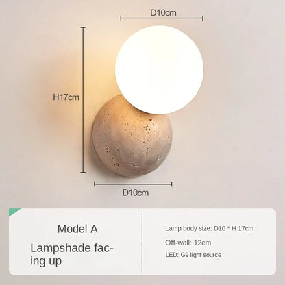 Round Stone Wall Sconce – Warm White Bedside Light