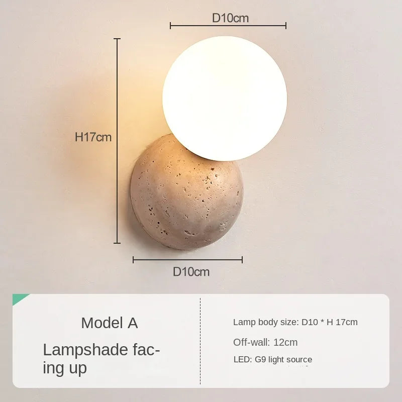 Round Stone Wall Sconce – Warm White Bedside Light