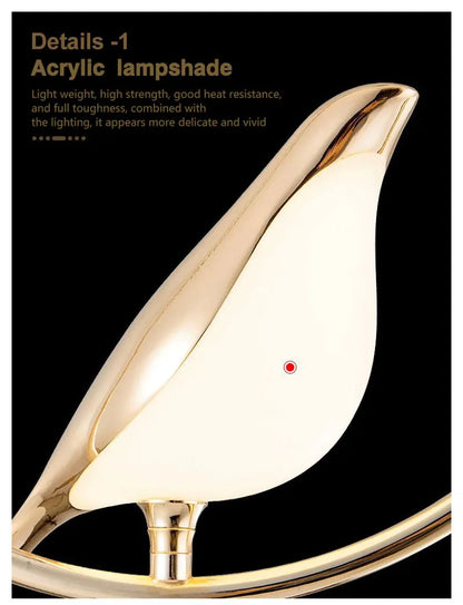 Magpie Bird LED Pendant Lamp - Modern Nordic Design