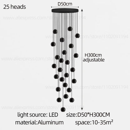 Modern LED Circular Pendant Chandelier - Multi-Light Stairwell Fixture