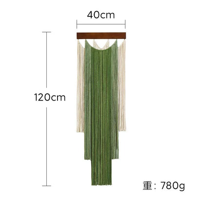 Green Macrame Wall Hanging with Boho Fringe