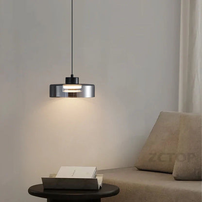 Minimalistische Glazen LED Hanglamp Zwart