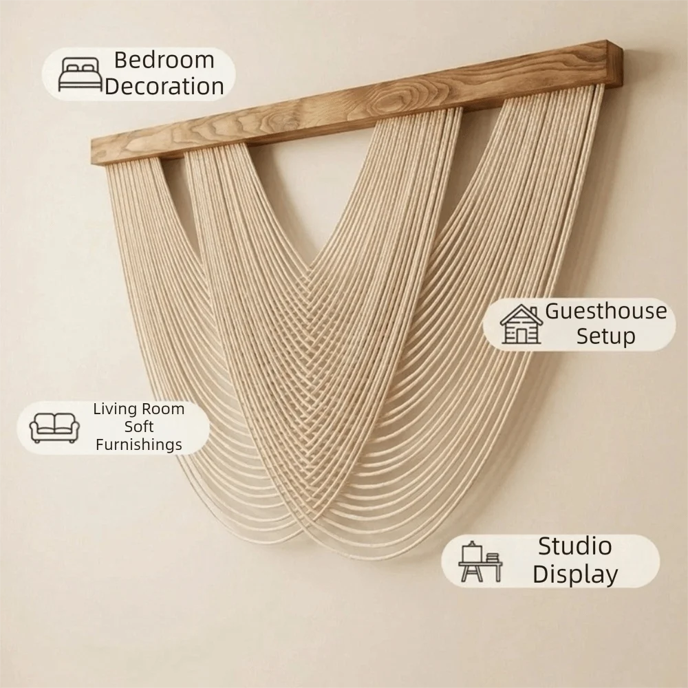 Handwoven Macrame Wall Hanging – Nordic Style, 100 × 60 cm