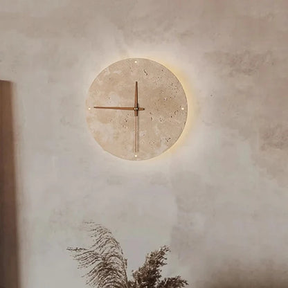 Round Stone LED Wall clock Sconce – Wabi Sabi, 23 or 30 cm
