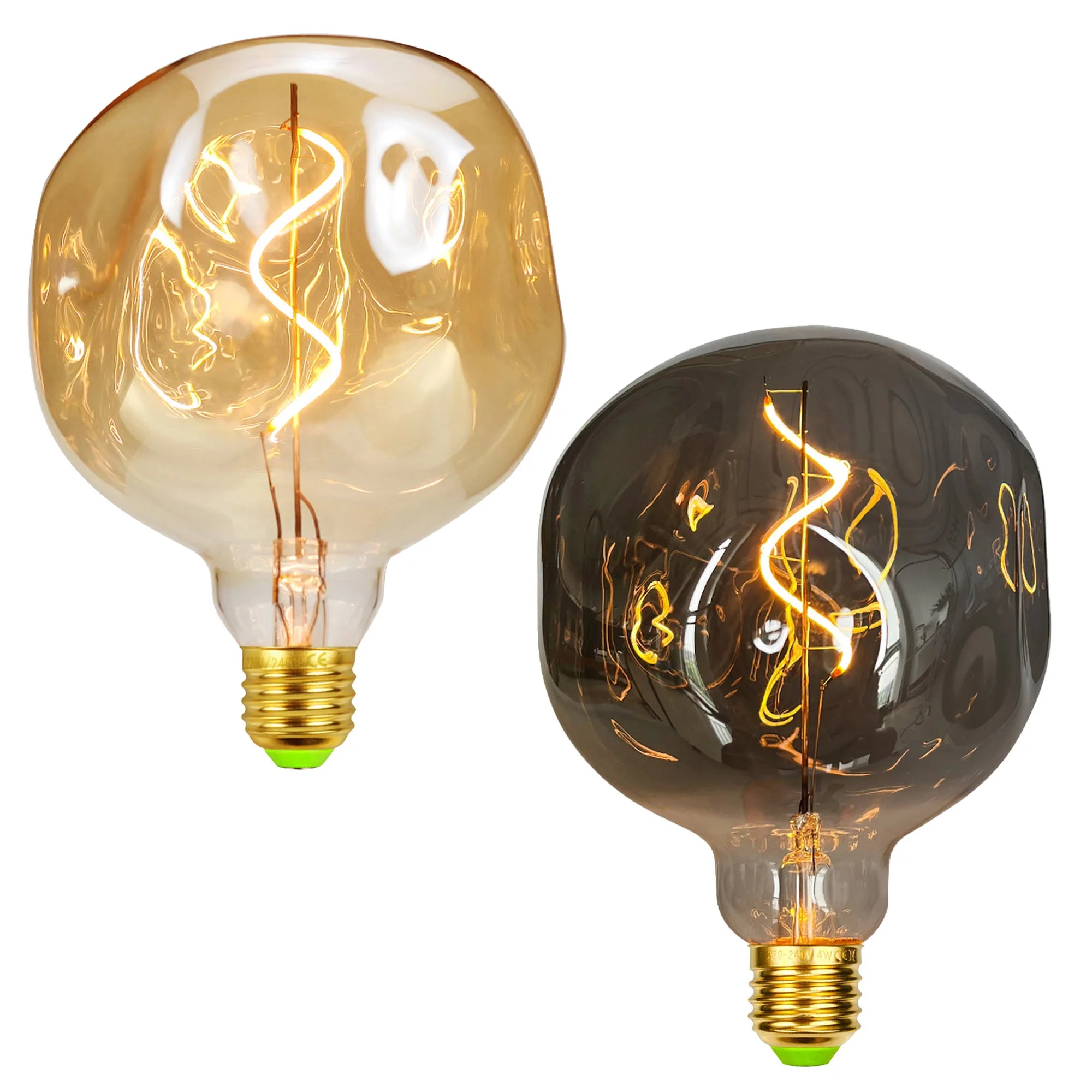 G125 LED Edison Bulb E27 Dimmable 4W Vintage Decorative Light Bulb Big Stone Diamond Shape Smoke Gray Glass Warm White 220V Retro Filament Bulb
