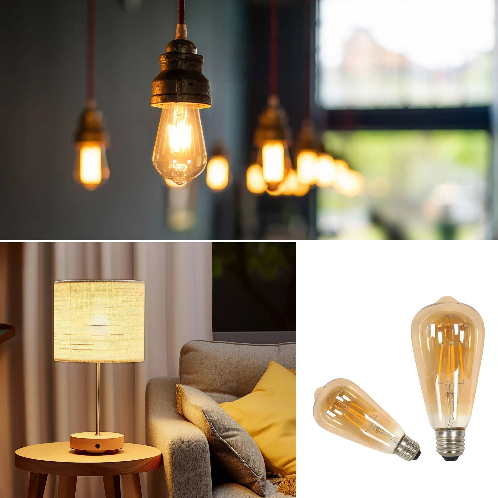 E27 LED Edison Bulb 4W Vintage Retro Filament Light Bulb ST64 Amber Glass Warm White 3000K 430LM Energy Saving Antique Screw Base Decorative Bulb
