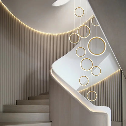Stairwell Chandelier Crystal Ring - Modern for Staircase & High Ceilings