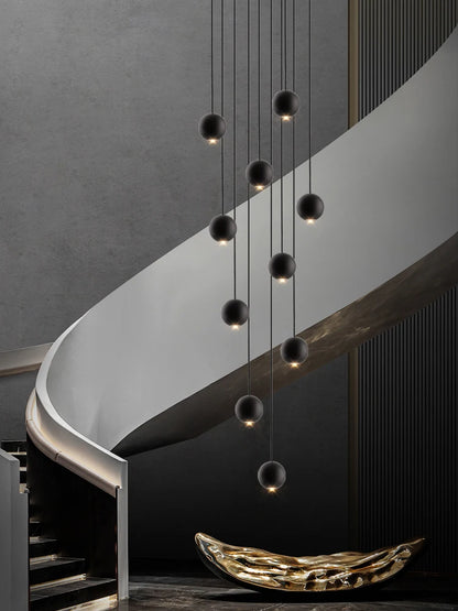 Modern LED Circular Pendant Chandelier - Multi-Light Stairwell Fixture