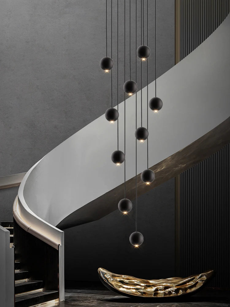 Modern LED Circular Pendant Chandelier - Multi-Light Stairwell Fixture