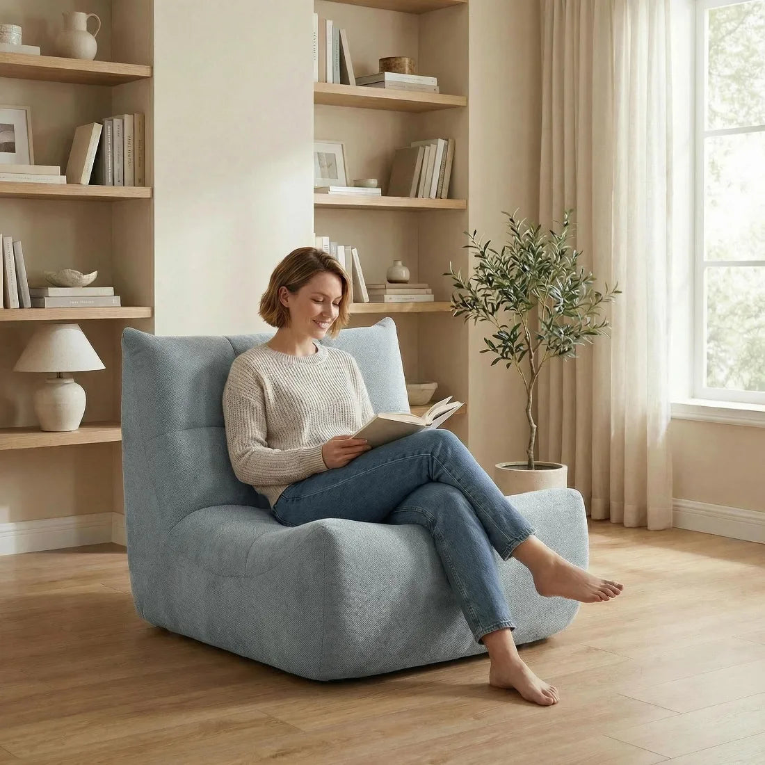Wagrex Relax Chair – High-Density Foam Lounge Armchair, Chenille Fabric, 96x71.5x77cm