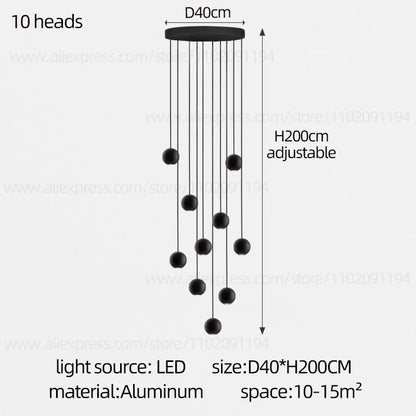 Modern LED Circular Pendant Chandelier - Multi-Light Stairwell Fixture