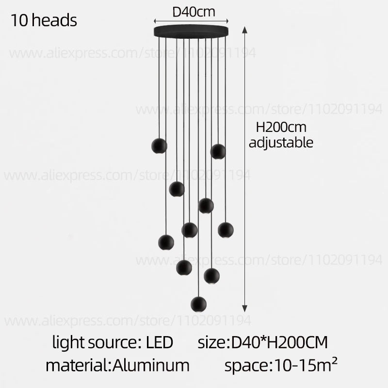 Modern LED Circular Pendant Chandelier - Multi-Light Stairwell Fixture