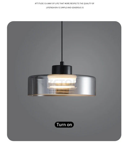 Minimalistische Glazen LED Hanglamp Zwart