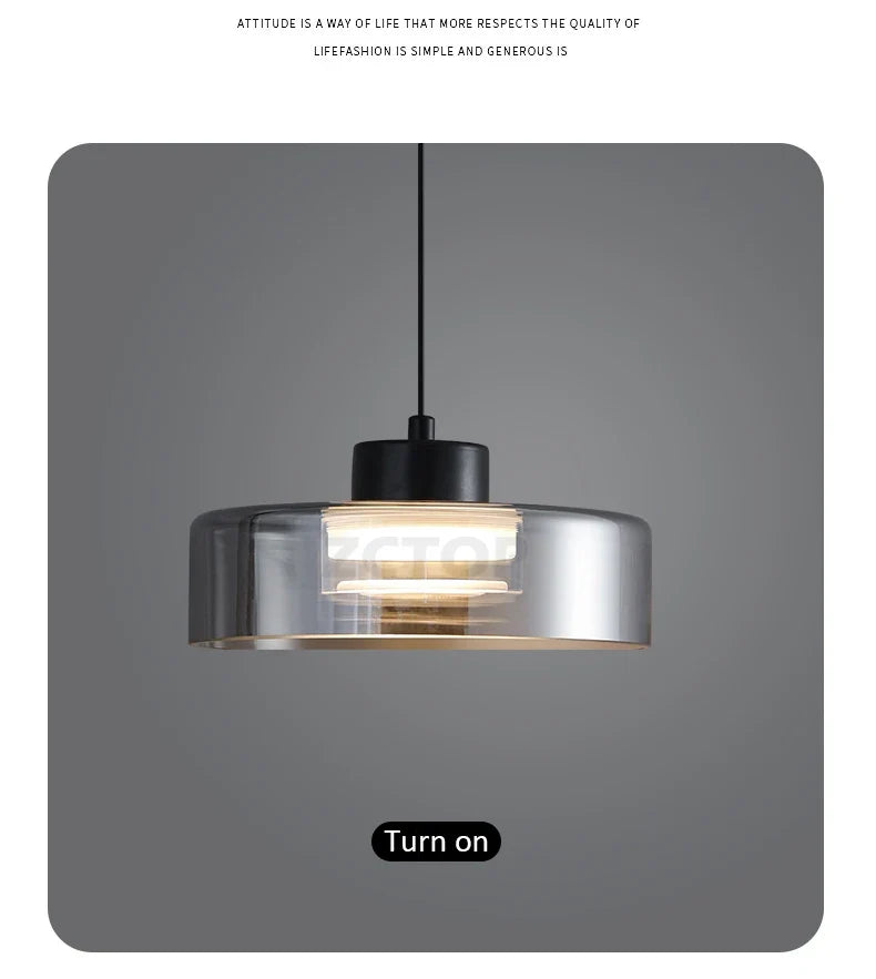 Minimalistische Glazen LED Hanglamp Zwart