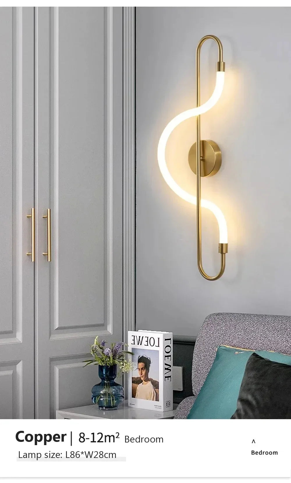 Moderne LED-Wandleuchte – Wandleuchte aus goldfarbenem Aluminium