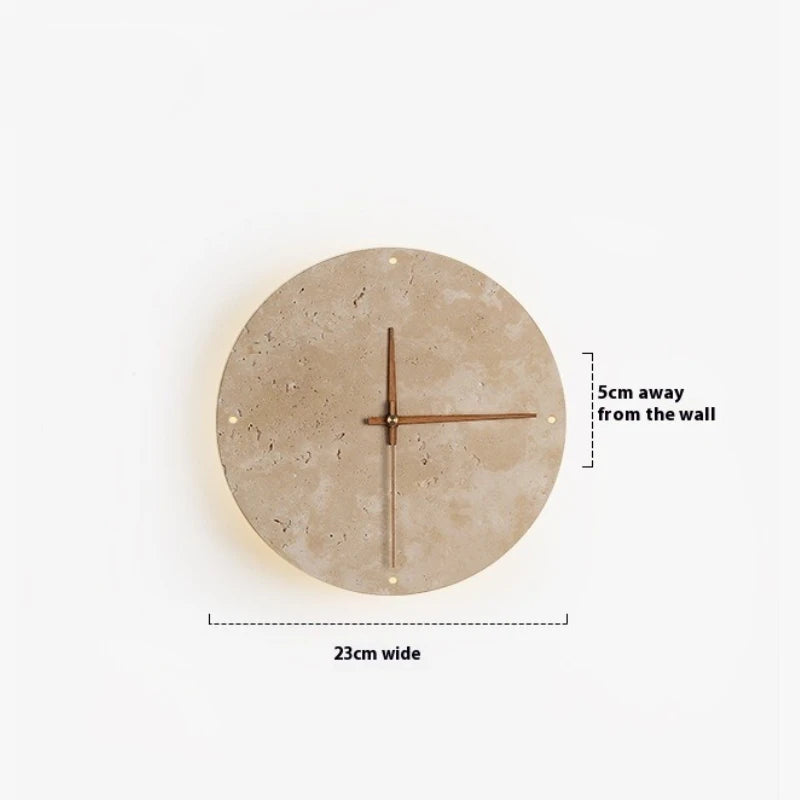 Round Stone LED Wall clock Sconce – Wabi Sabi, 23 or 30 cm