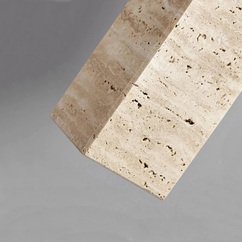 Natural Travertine Pendant Light - Japanese Wabi-Sabi Stone Lamp