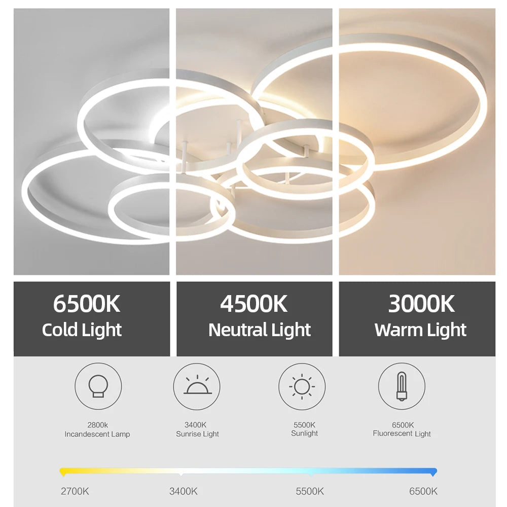 Modern LED Ceiling Chandelier - Dimmable Multi-Head Design