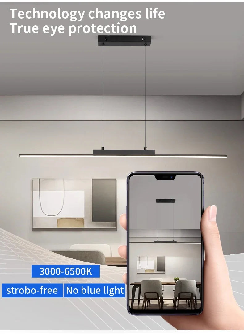 Moderne, schlichte Pendelleuchten für Esszimmer und Küche, lange Kronleuchter, Pendelleuchten für Wohnzimmer, Wohnbereich