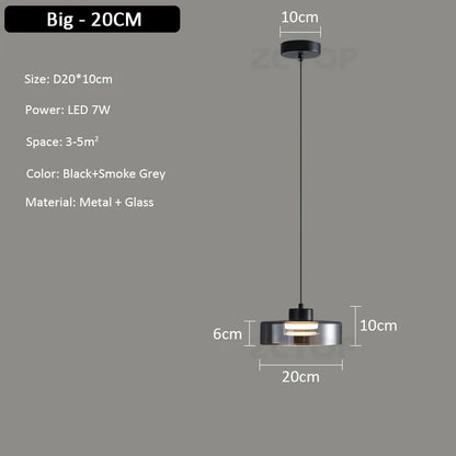 Minimalistische Glazen LED Hanglamp Zwart