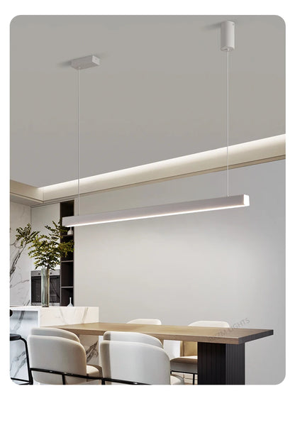 Moderner linearer LED-Kronleuchter – Minimalistische Pendelleuchte für Kücheninsel und Esszimmer