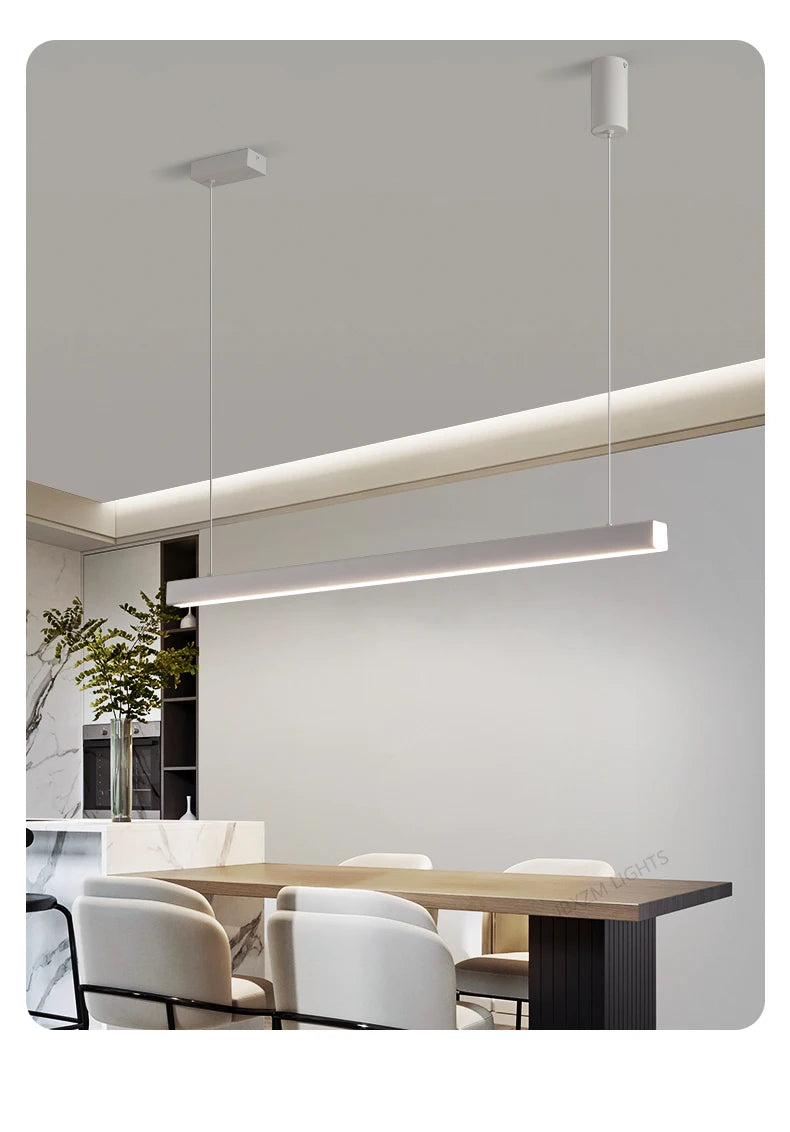 Moderner linearer LED-Kronleuchter – Minimalistische Pendelleuchte für Kücheninsel und Esszimmer