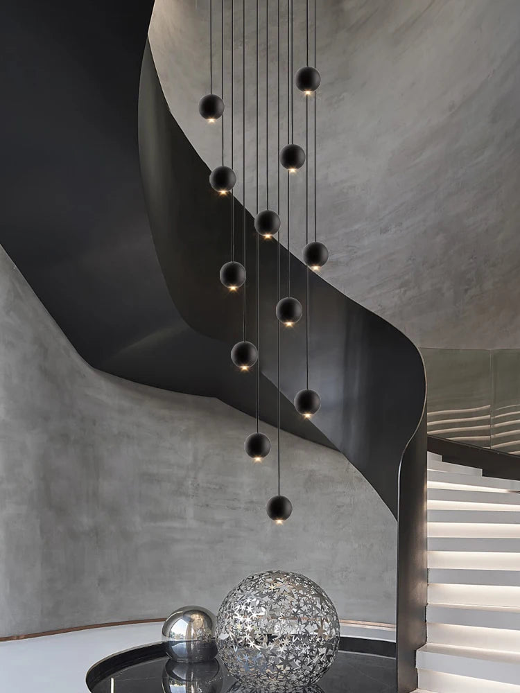 Modern LED Circular Pendant Chandelier - Multi-Light Stairwell Fixture