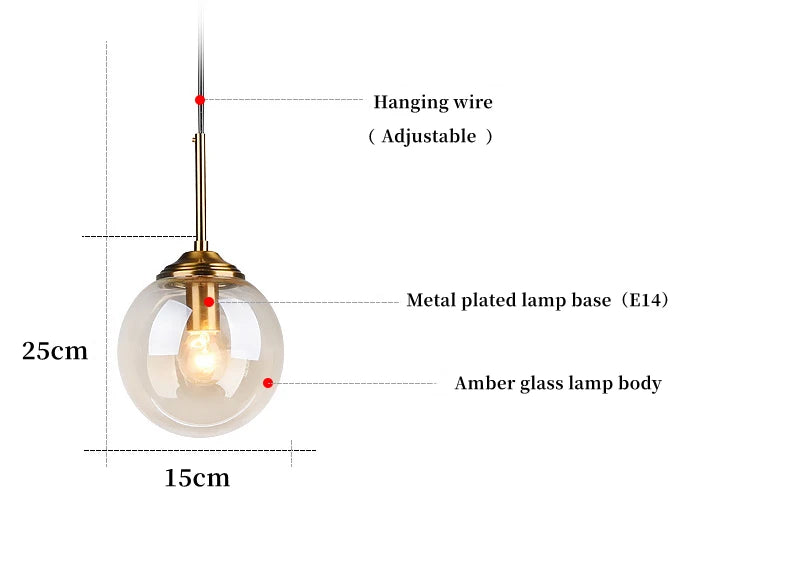 Nordic Glass Pendant Light - Modern LED Chandelier for Living & Dining Room