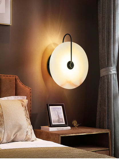 Nordic Marble LED Wall Lamp - Luxury Circular Designer Light for Bedroom & Restaurant