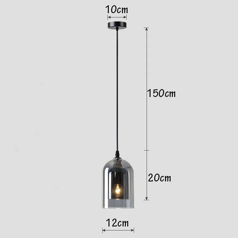 Modern Pendant Lamp – Glass & Iron, 1 or 3 Heads, Dimmable
