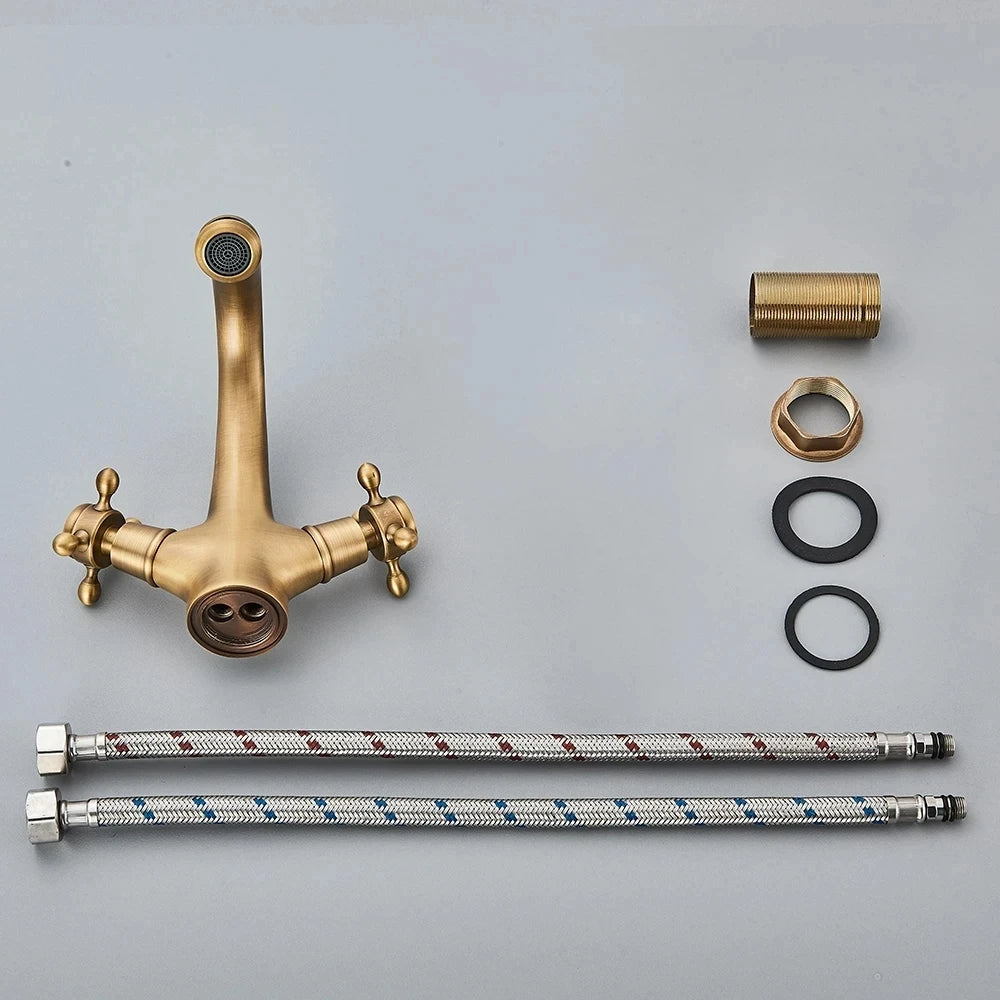 Antique Bathroom Basin Mixer Tap – Vintage Brass Finish