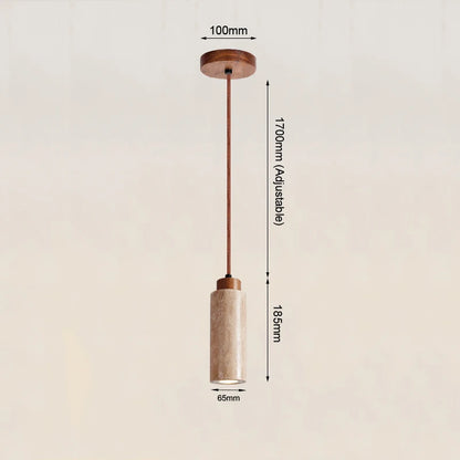 Natural Travertine Pendant Light - Japanese Wabi-Sabi Stone Lamp