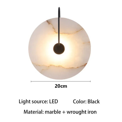 Nordic Marble LED Wall Lamp - Luxury Circular Designer Light for Bedroom & Restaurant