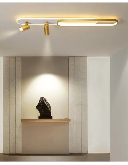 Dimbare LED Plafondlamp met Spotlight – 60/80/100/120 cm | Zwart, Wit of Goud
