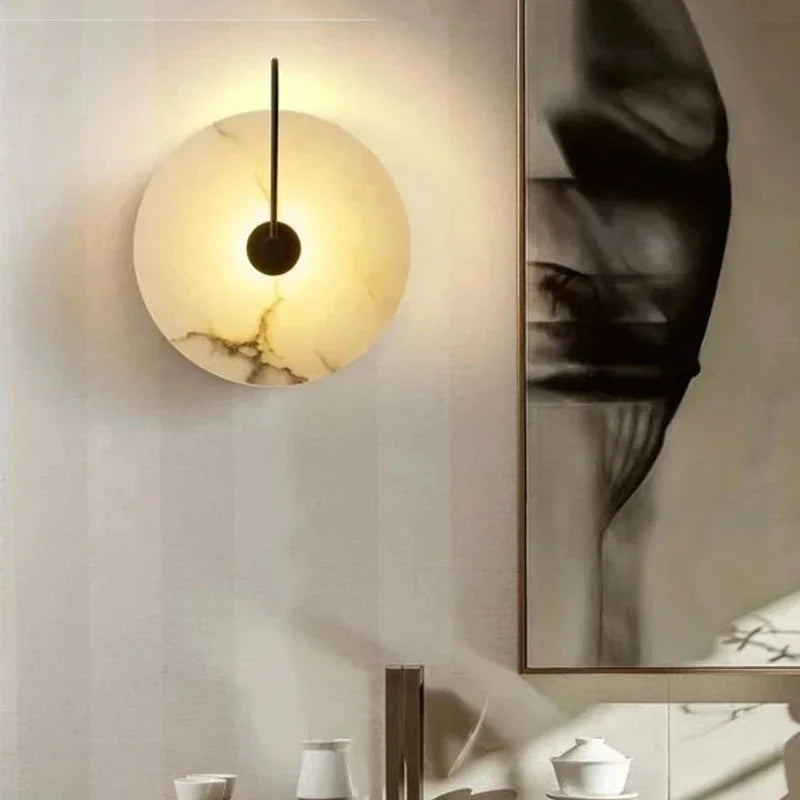 Nordic Marble LED Wall Lamp - Luxury Circular Designer Light for Bedroom & Restaurant
