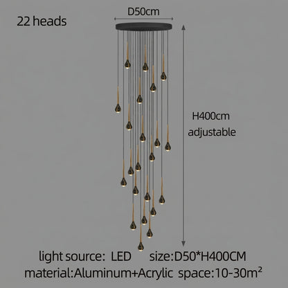 LED Staircase Pendant Light – Black and Gold