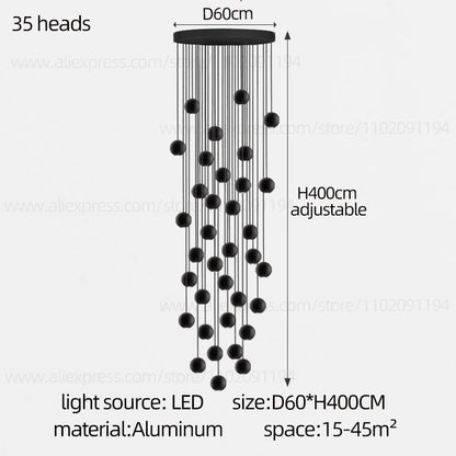Modern LED Circular Pendant Chandelier - Multi-Light Stairwell Fixture