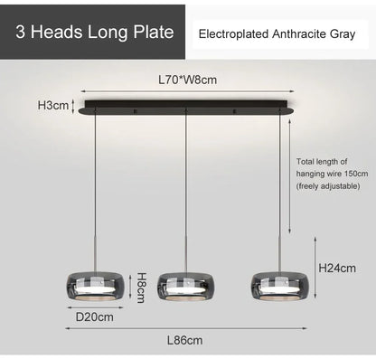Glass Pendant Light - Modern LED Chandelier for Living & Dining