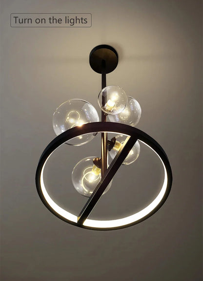 NOSTAGA Glass Circle Pendant Light – LED Chandelier (horizontal)