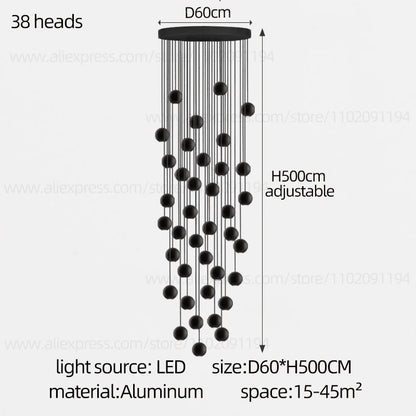 Modern LED Circular Pendant Chandelier - Multi-Light Stairwell Fixture