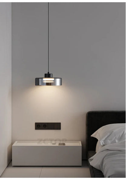 Minimalistische Glazen LED Hanglamp Zwart