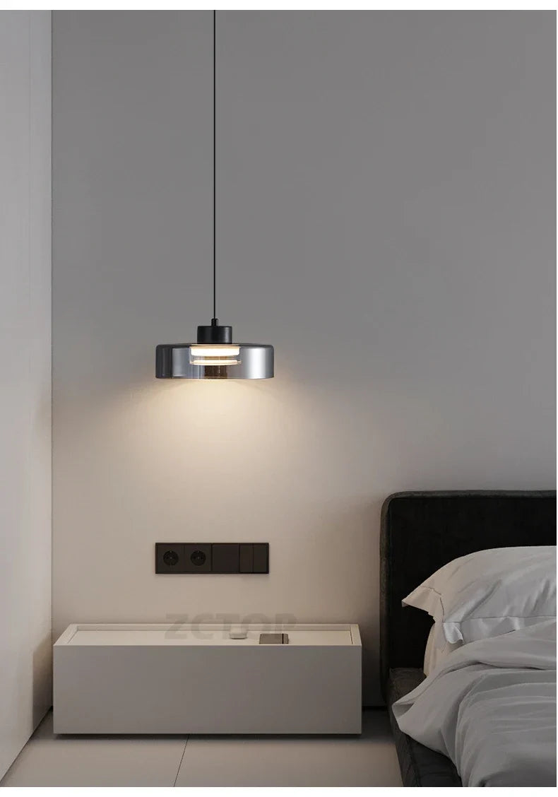 Minimalistische Glazen LED Hanglamp Zwart