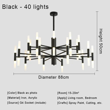 Moderne Nordic Design LED Hanglamp - G4 Kroonluchter Zwart/Goud