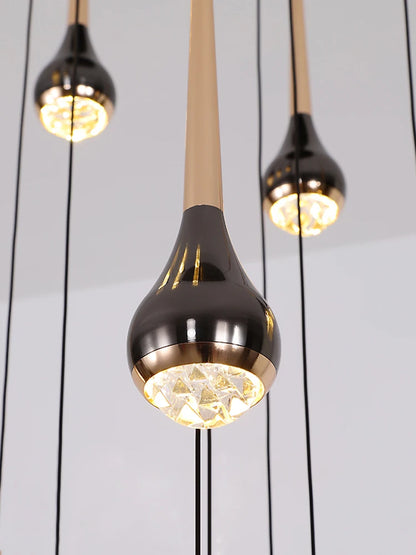 LED Staircase Pendant Light – Black and Gold