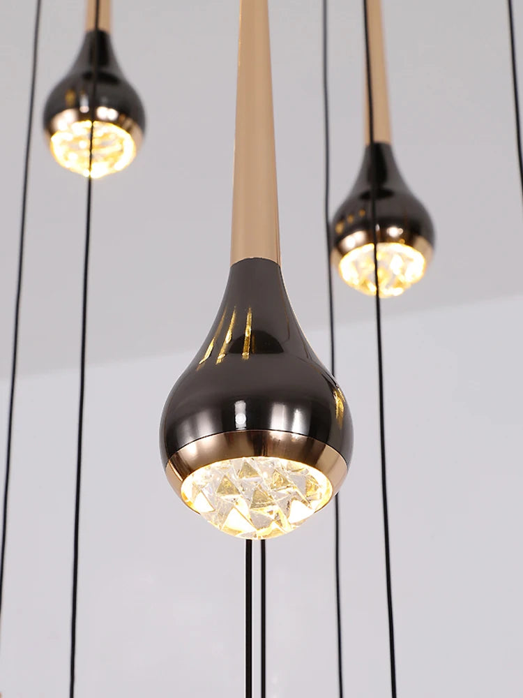 LED Staircase Pendant Light – Black and Gold