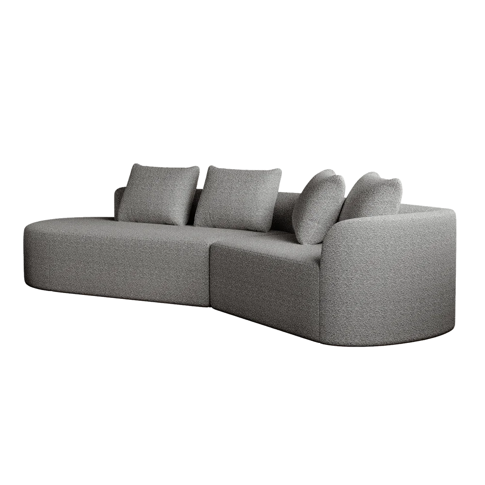Luxury Dark Gray Chenille Cloud Sofa - 4-Seater Curved Sectional Couch