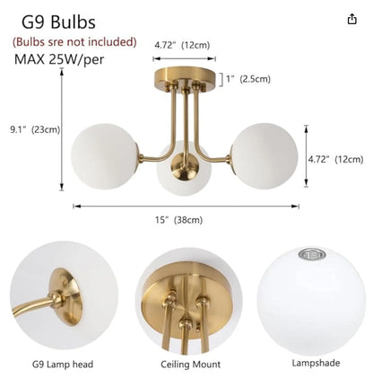 Nordic Glass Ball Ceiling Light - Modern Wrought Iron Flush Mount for Bedroom & Hallway