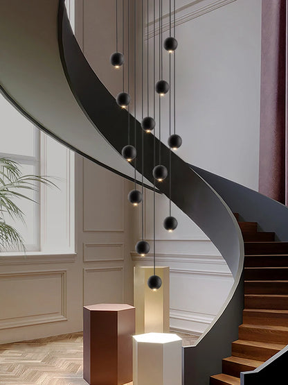Modern LED Circular Pendant Chandelier - Multi-Light Stairwell Fixture